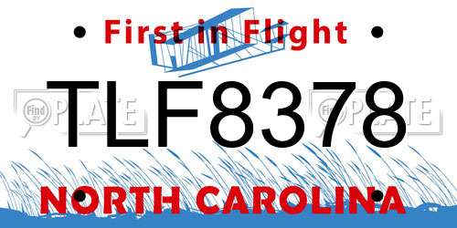 TLF8378 North Carolina License Plate