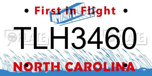 TLH3460 North Carolina License Plate