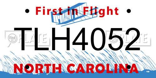 TLH4052 North Carolina License Plate