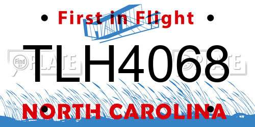 TLH4068 North Carolina License Plate