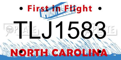 TLJ1583 North Carolina License Plate