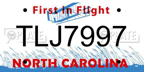 TLJ7997 North Carolina License Plate