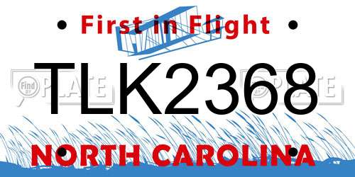 TLK2368 North Carolina License Plate