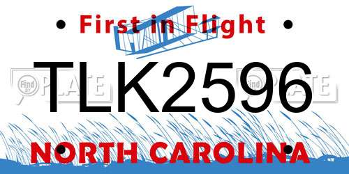 TLK2596 North Carolina License Plate