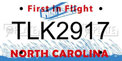 TLK2917 North Carolina License Plate