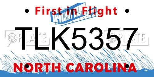 TLK5357 North Carolina License Plate