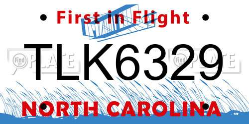 TLK6329 North Carolina License Plate