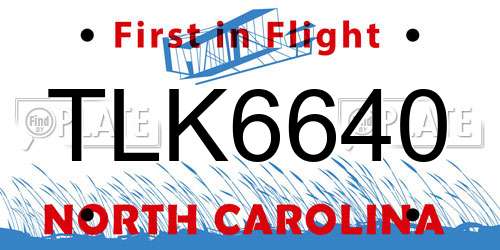 TLK6640 North Carolina License Plate
