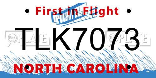 TLK7073 North Carolina License Plate