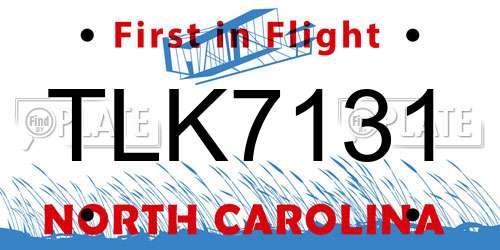 TLK7131 North Carolina License Plate