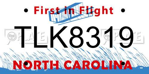 TLK8319 North Carolina License Plate