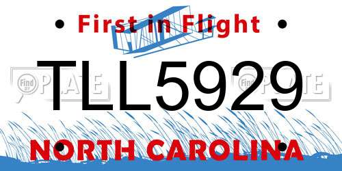 TLL5929 North Carolina License Plate