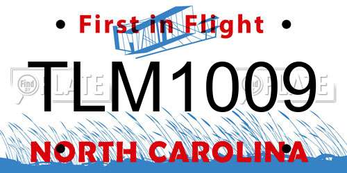 TLM1009 North Carolina License Plate
