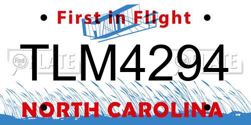 TLM4294 North Carolina License Plate