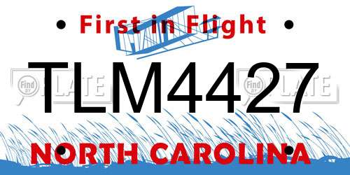 TLM4427 North Carolina License Plate