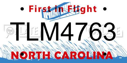TLM4763 North Carolina License Plate