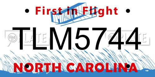 TLM5744 North Carolina License Plate