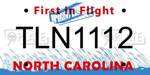 TLN1112 North Carolina License Plate
