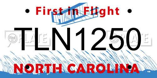 TLN1250 North Carolina License Plate