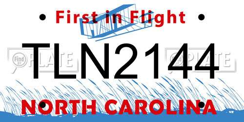 TLN2144 North Carolina License Plate