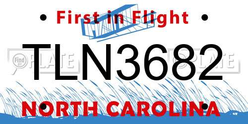 TLN3682 North Carolina License Plate