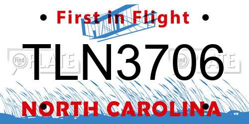 TLN3706 North Carolina License Plate