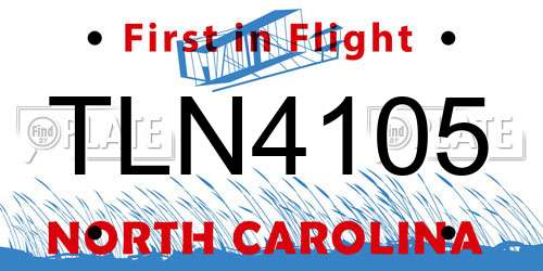 TLN4105 North Carolina License Plate