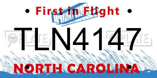 TLN4147 North Carolina License Plate
