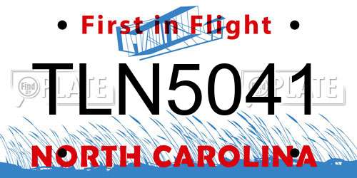 TLN5041 North Carolina License Plate