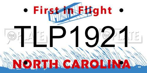 TLP1921 North Carolina License Plate