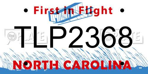 TLP2368 North Carolina License Plate
