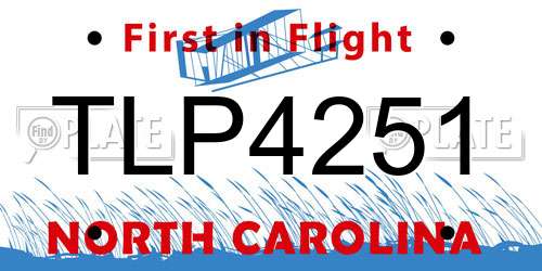 TLP4251 North Carolina License Plate