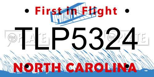 TLP5324 North Carolina License Plate