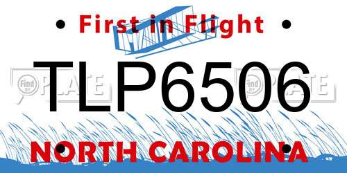 TLP6506 North Carolina License Plate