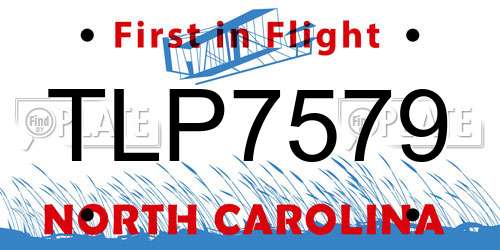 TLP7579 North Carolina License Plate