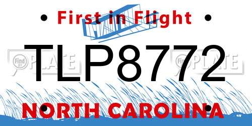 TLP8772 North Carolina License Plate