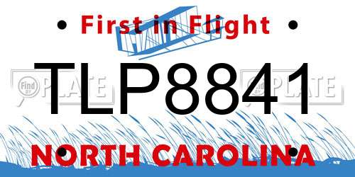 TLP8841 North Carolina License Plate