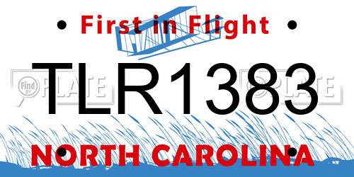 TLR1383 North Carolina License Plate
