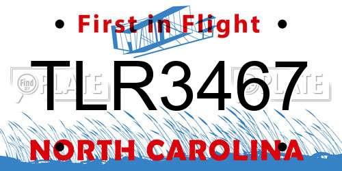 TLR3467 North Carolina License Plate