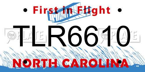 TLR6610 North Carolina License Plate