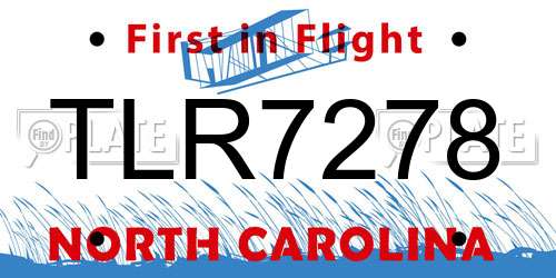 TLR7278 North Carolina License Plate