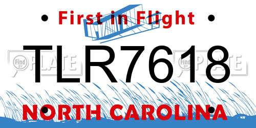TLR7618 North Carolina License Plate