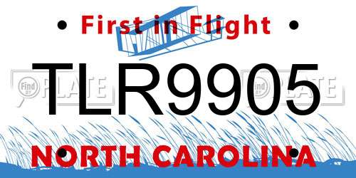 TLR9905 North Carolina License Plate