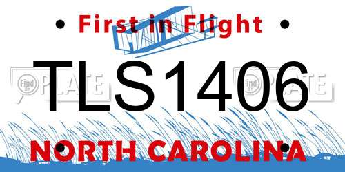 TLS1406 North Carolina License Plate