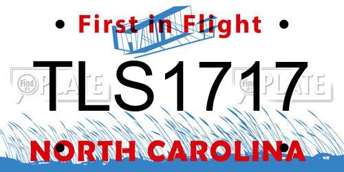 TLS1717 North Carolina License Plate