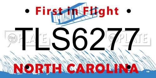 TLS6277 North Carolina License Plate