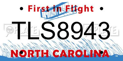 TLS8943 North Carolina License Plate