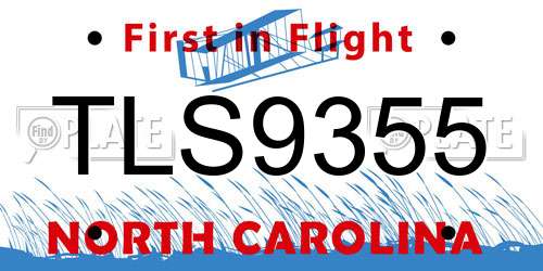 TLS9355 North Carolina License Plate