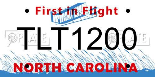TLT1200 North Carolina License Plate