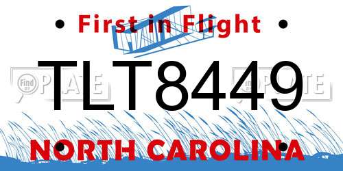 TLT8449 North Carolina License Plate